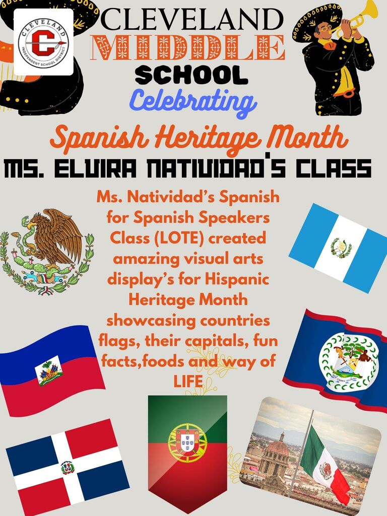 GREY FLYER WITH BLACK AND ORANGE FONT; ALONG WITH PHOTOS of FLAGS