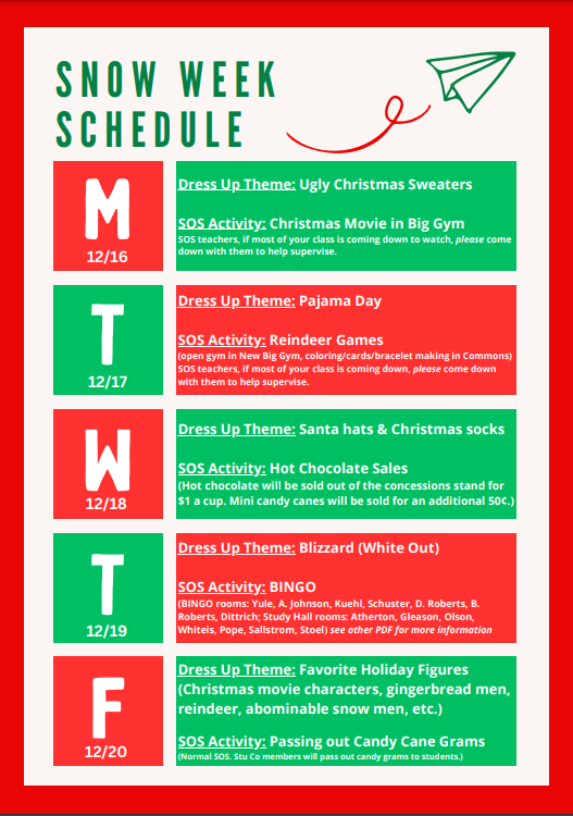 High School Snow Week Dress Up Days