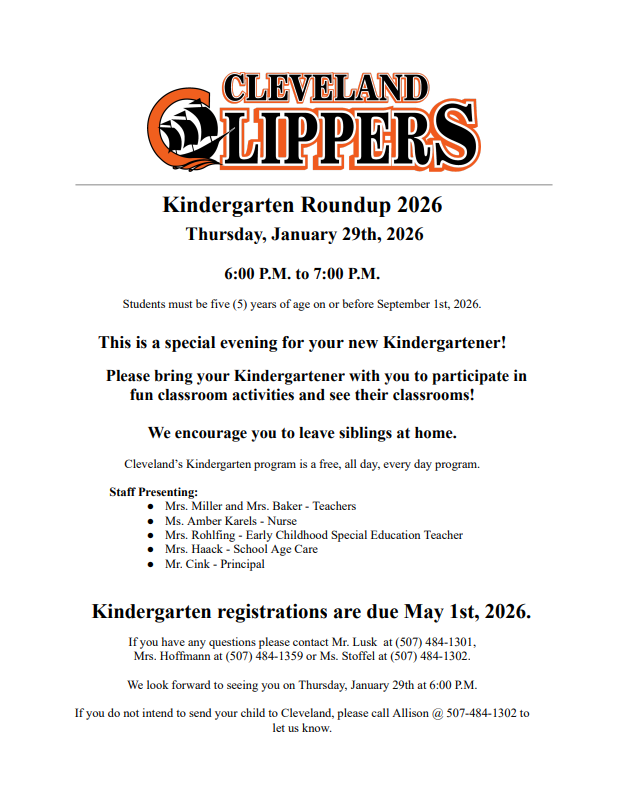 Kindergarten Round Up 2026