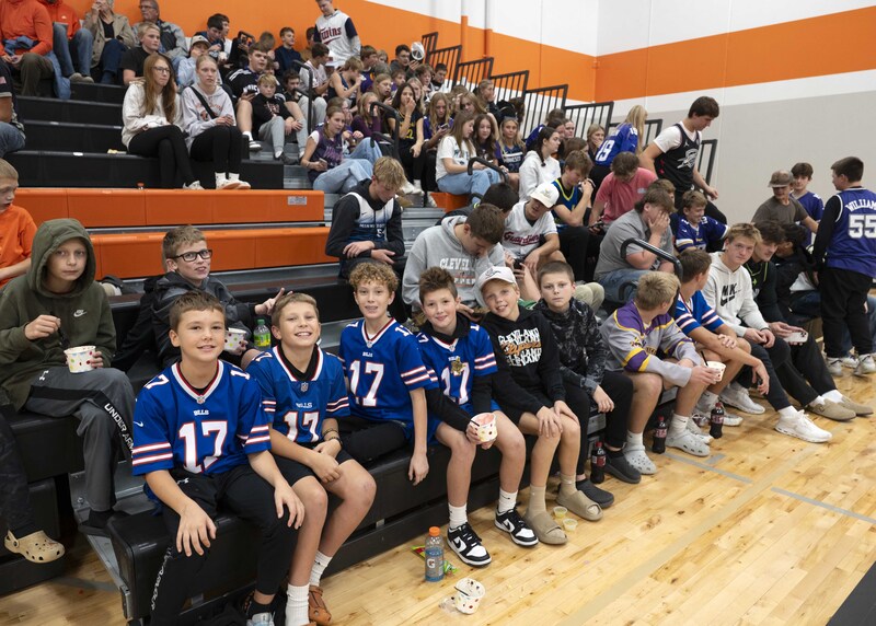 Student section in jerseys