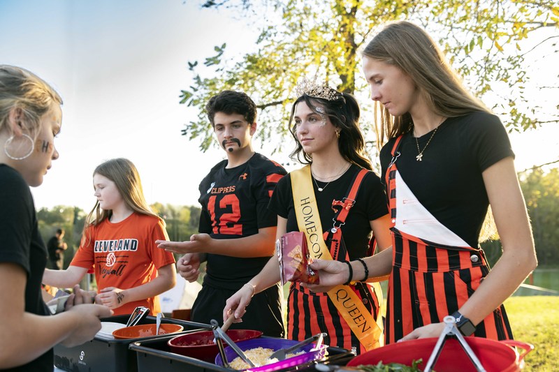 Vivian serving at tailgate