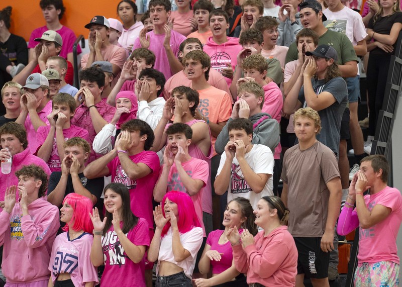 Student section in pink