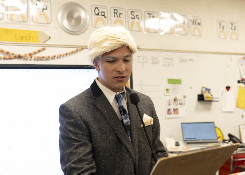 Teacher with white hair