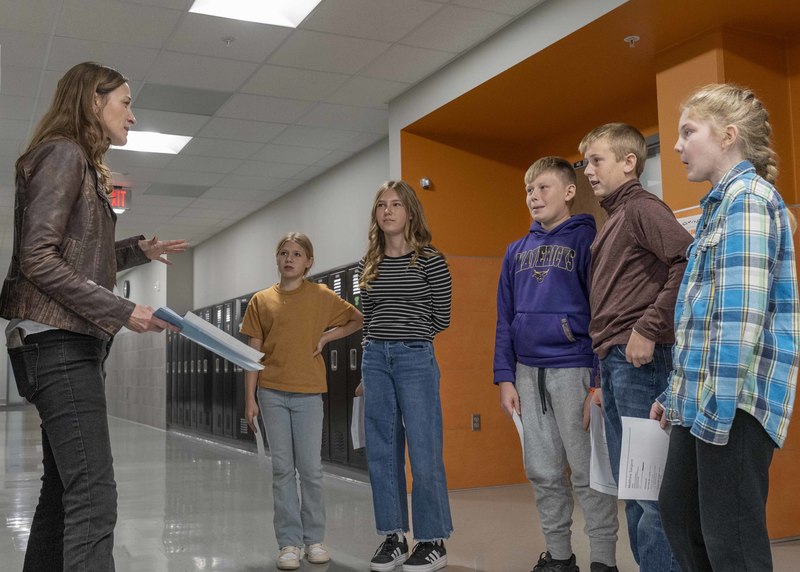 Katie Mons with students