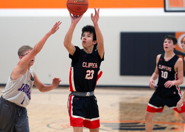 Nathan Brink puts up a jump shot.