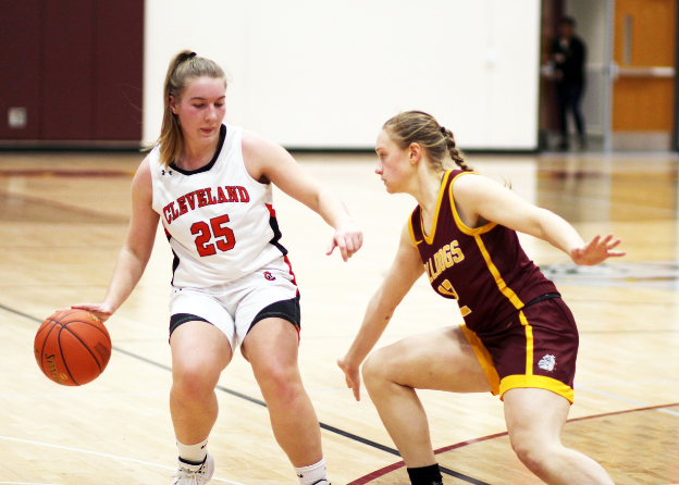 Micah Peterson dribbles to the net at Lester Prairie (photo courtesy of Patty Sullivan).