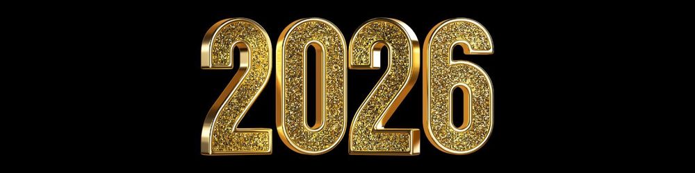Black background with gold 2026 in center