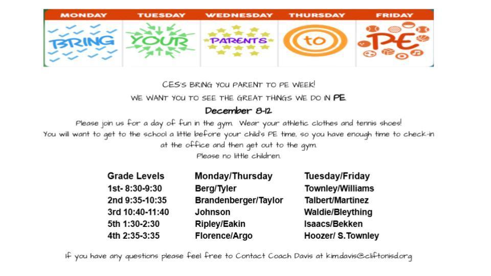 Pe Week information in English