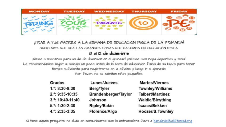 PE Week information in Spanish