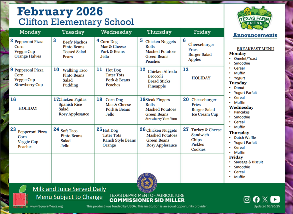 CES February 2026 Dining Menu