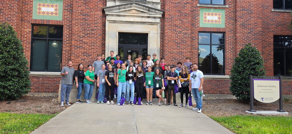 Group photo of all students who attended the tour, as well as a former Clifton student who works at Tarleton, and the chaperones.