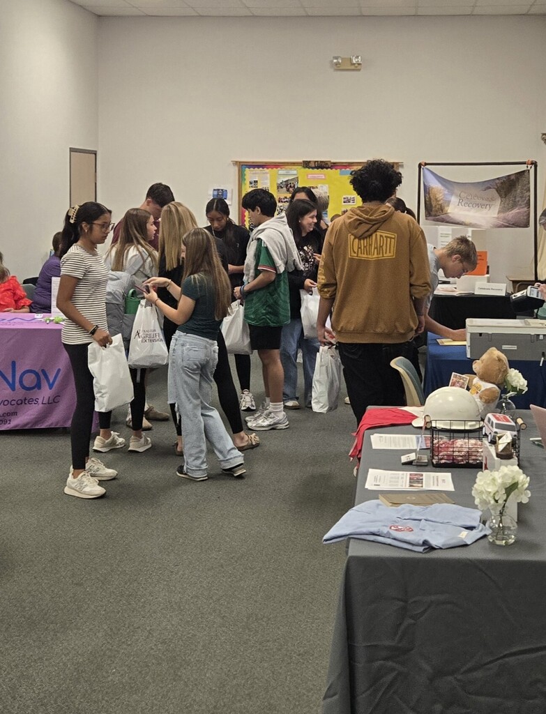 Students gathered at the Bosque County Health Fair.