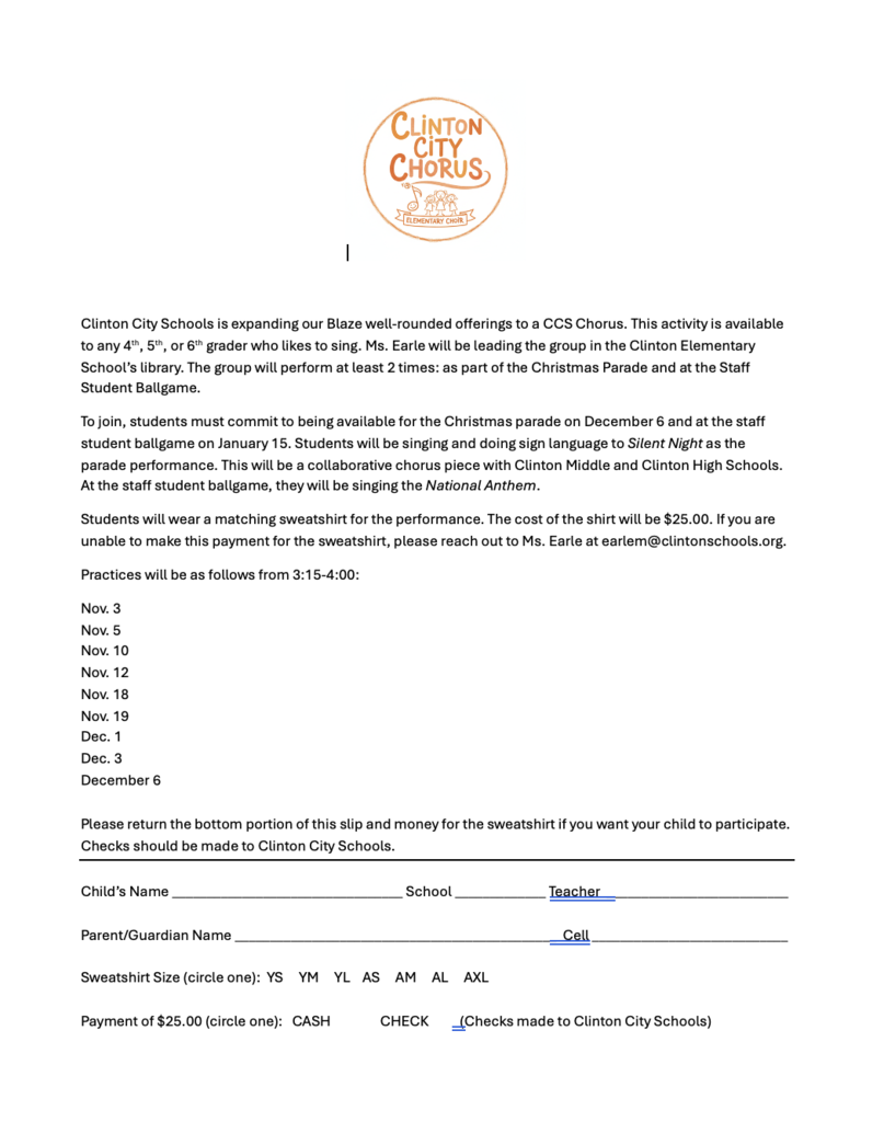 Blaze Chorus starts tomorrow