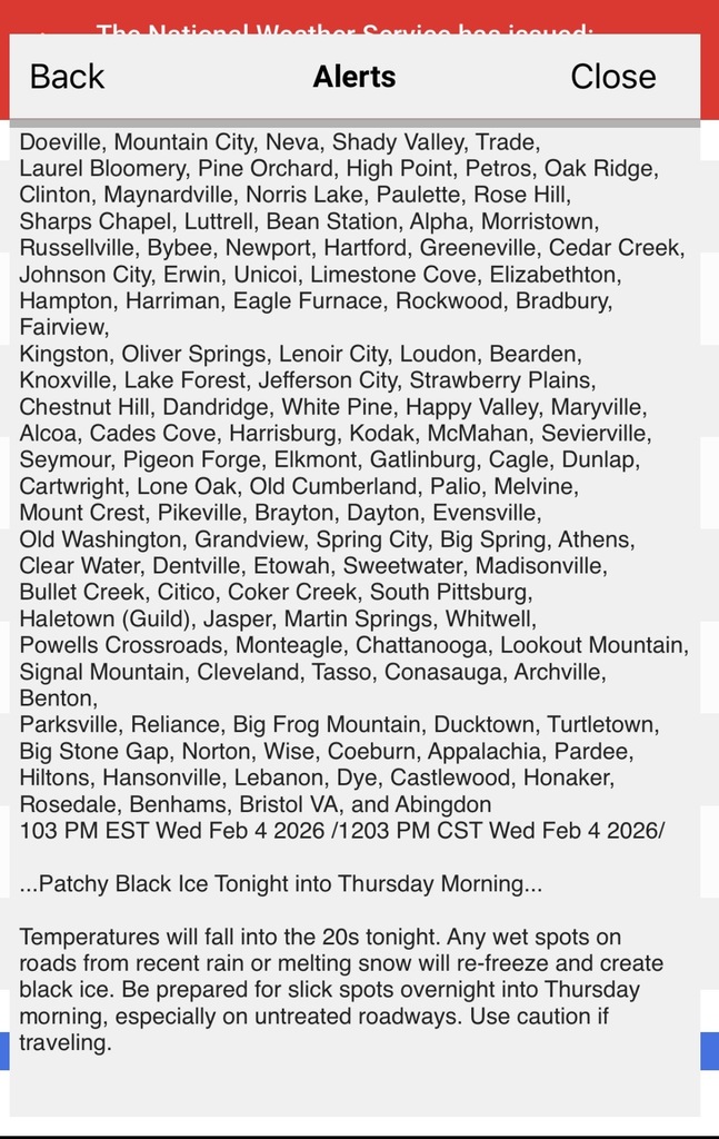 Clinton City Schools Closed on Thursday