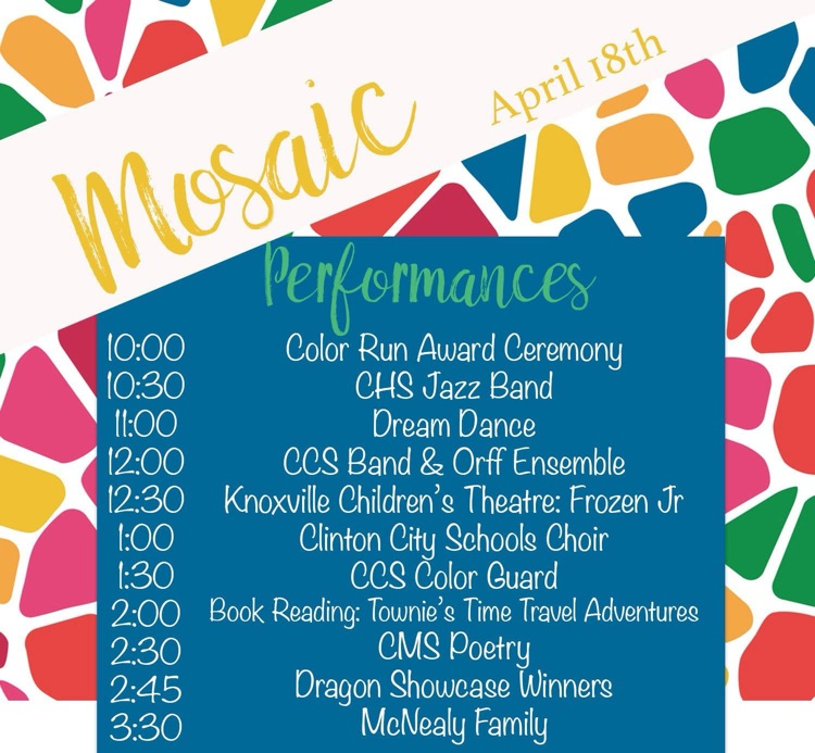 Mosaic Arts Festival Performance schedule