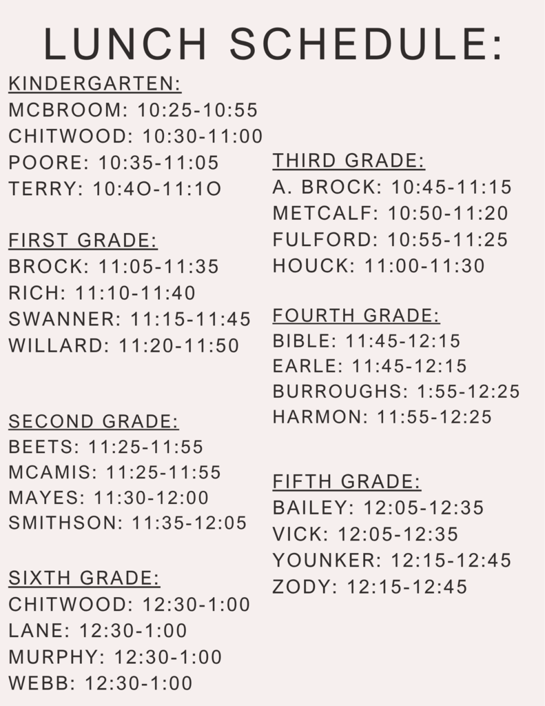 lunch times