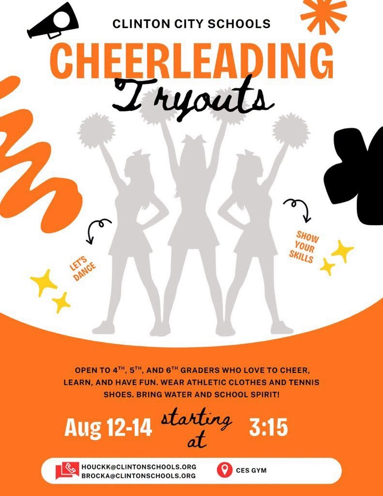 cheer try-outs start tomorrow at 3:15 at CES!