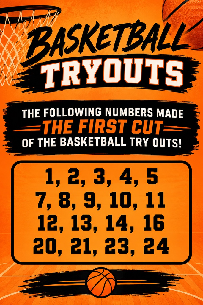 Basketball numbers that made the first cut on the girls team