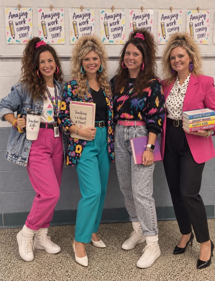 2nd grade teachers at CES dressed like the 80s. 