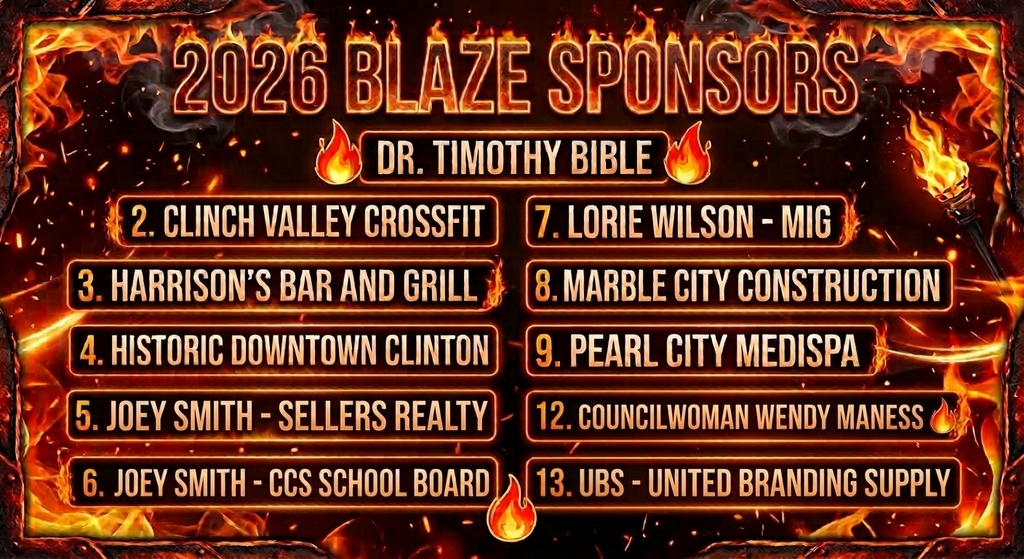 2026 Sponsors for Blaze banners. Deadline is Friday to purchase one.