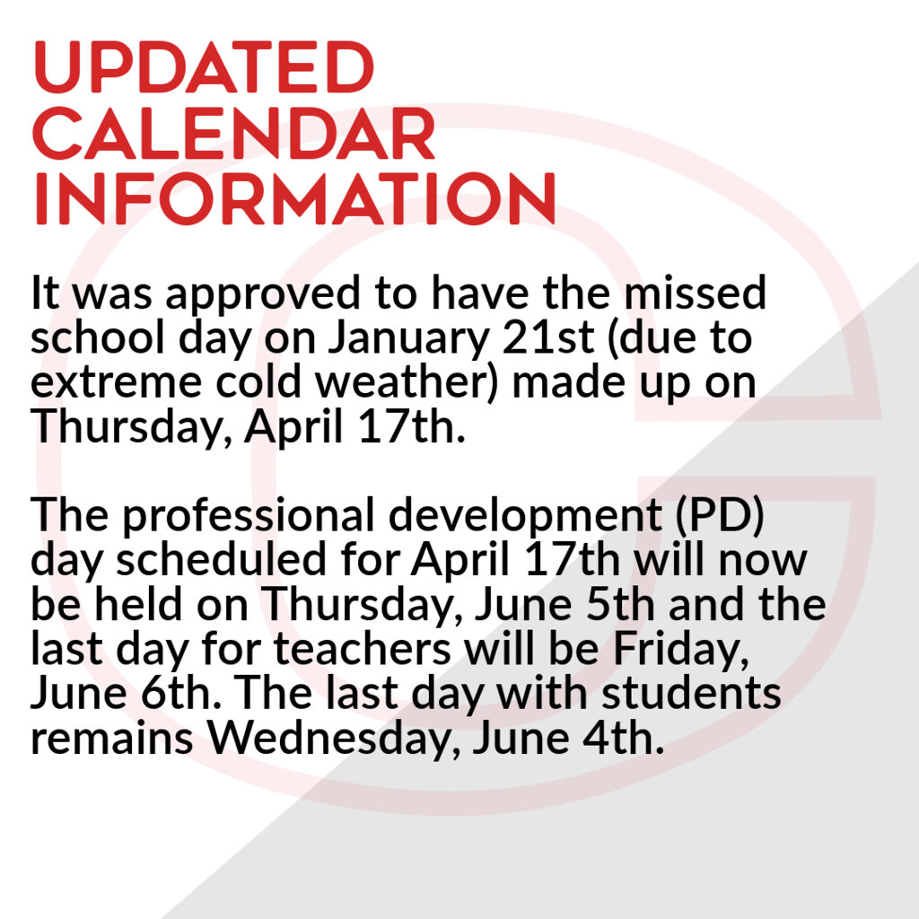 CCSD Updated Calendar Alert