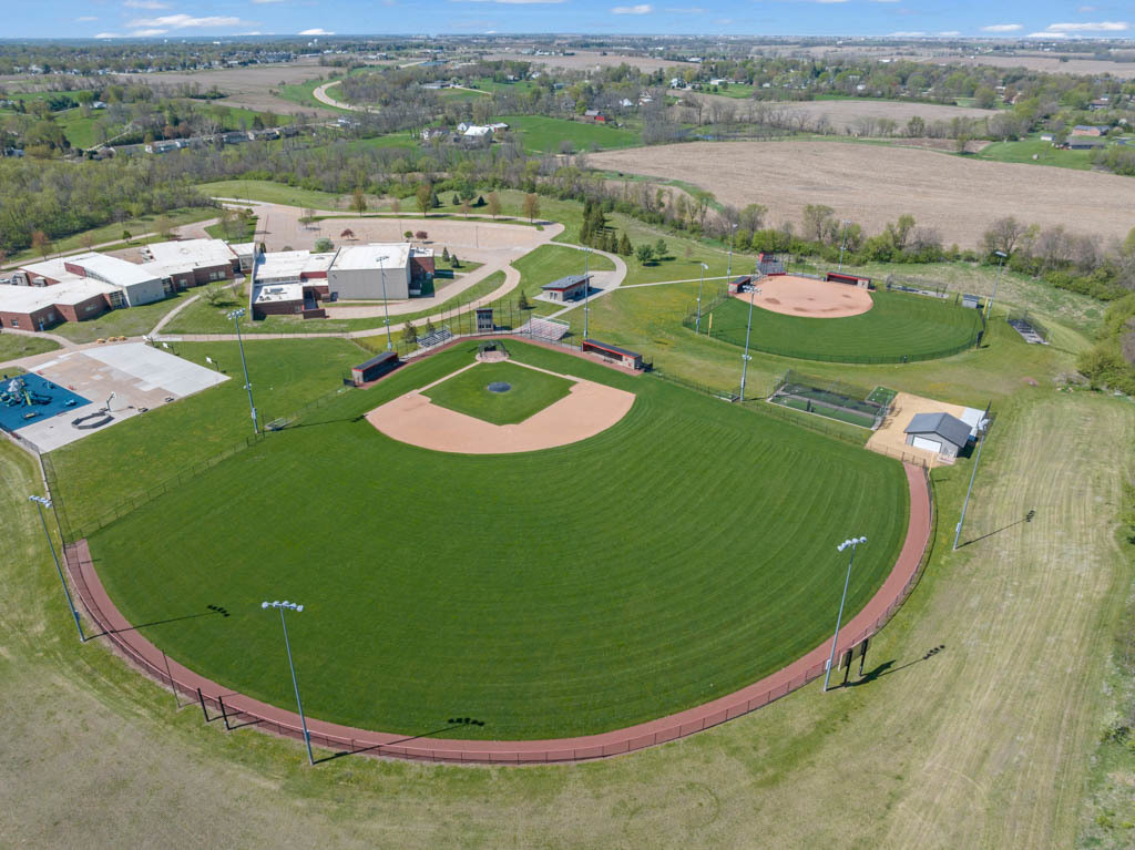 baseball fields drone shot