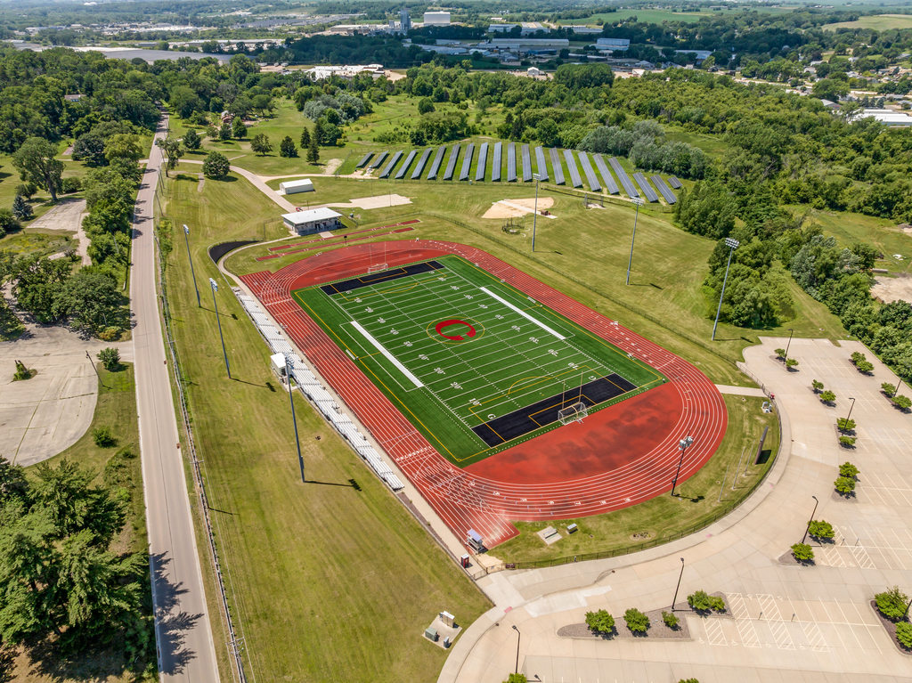 athletic complex drone shot