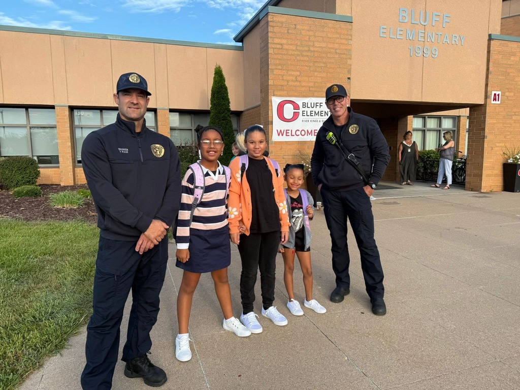 firefighters and students on the first day