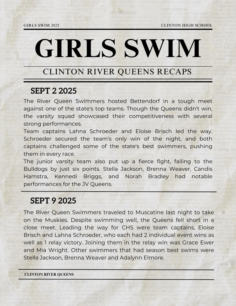 girls swim recap