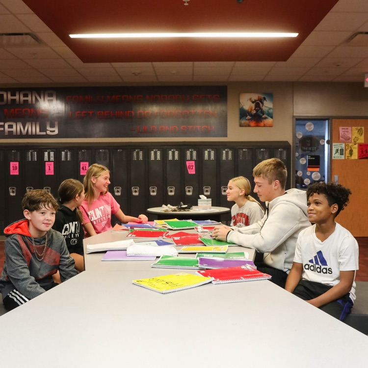 clinton middle students collaborating at desk