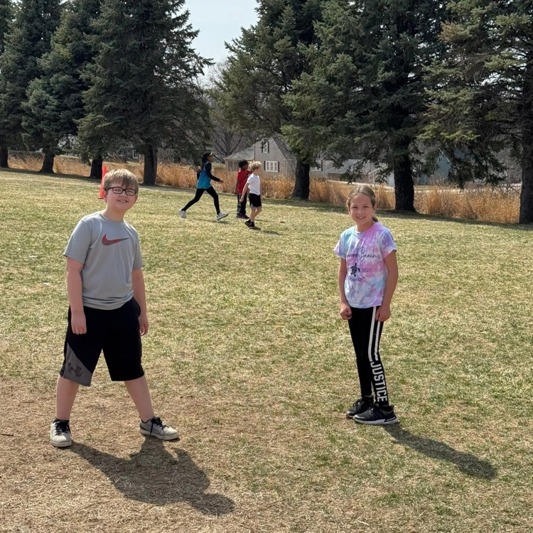students playing outside