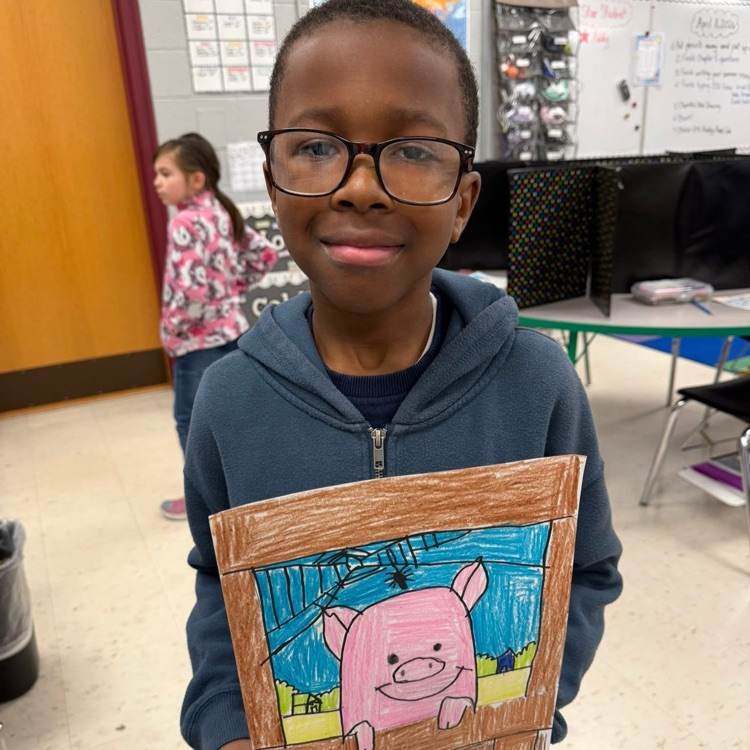 student with other pig drawing