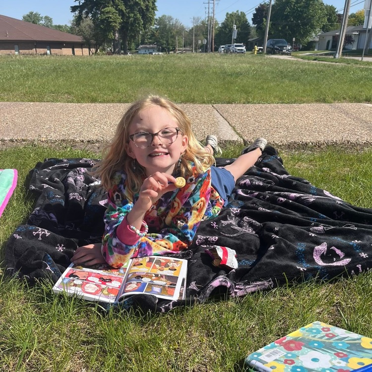 enjoying a book outside