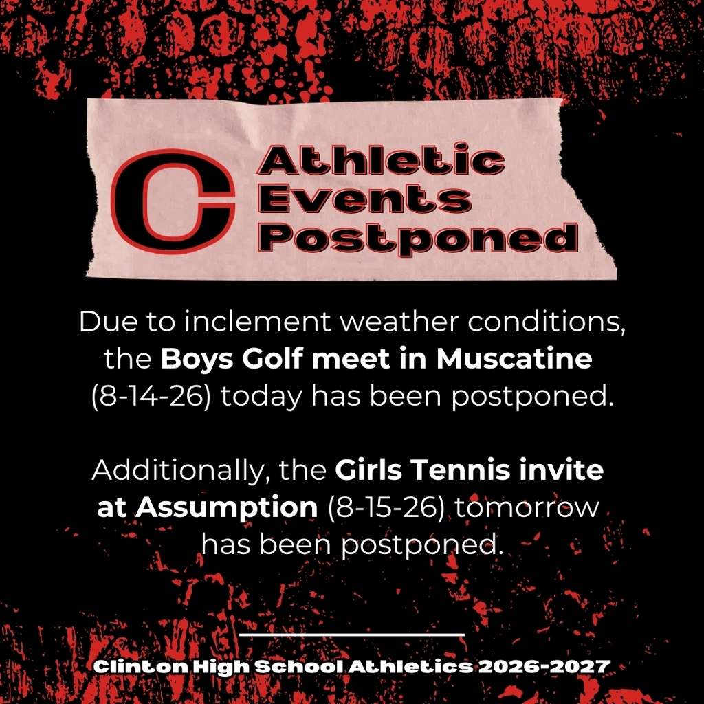 8-14-26 boys golf & 8-15-26 girls tennis postponed events