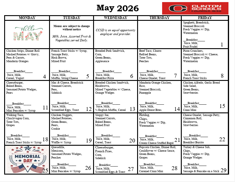 May Menu