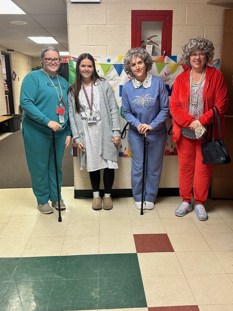 Teachers dressed up for the 100th day.