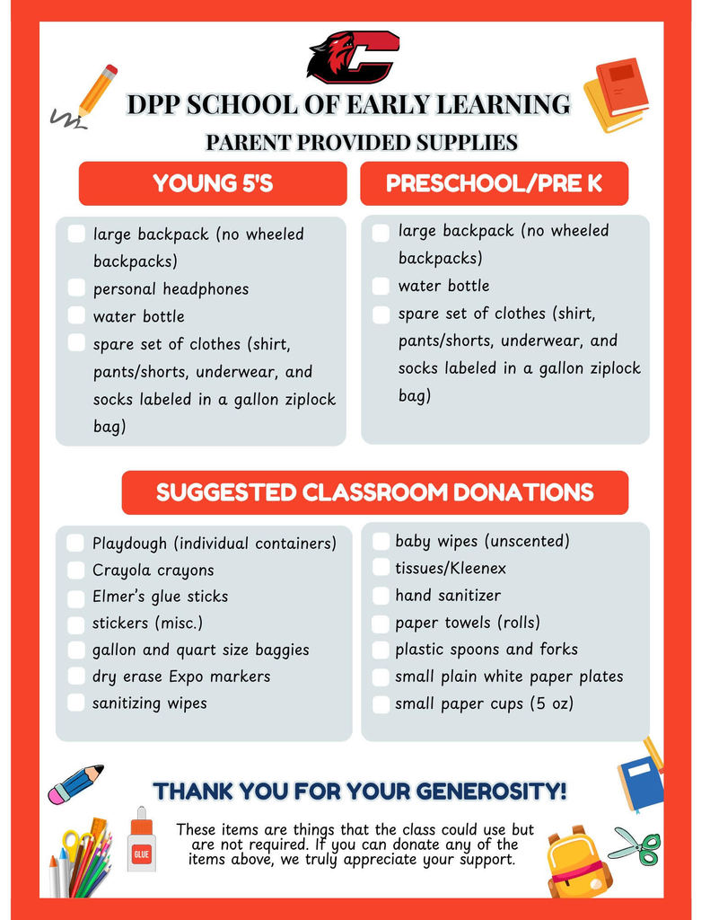 DPP School of Early Learning Supply List