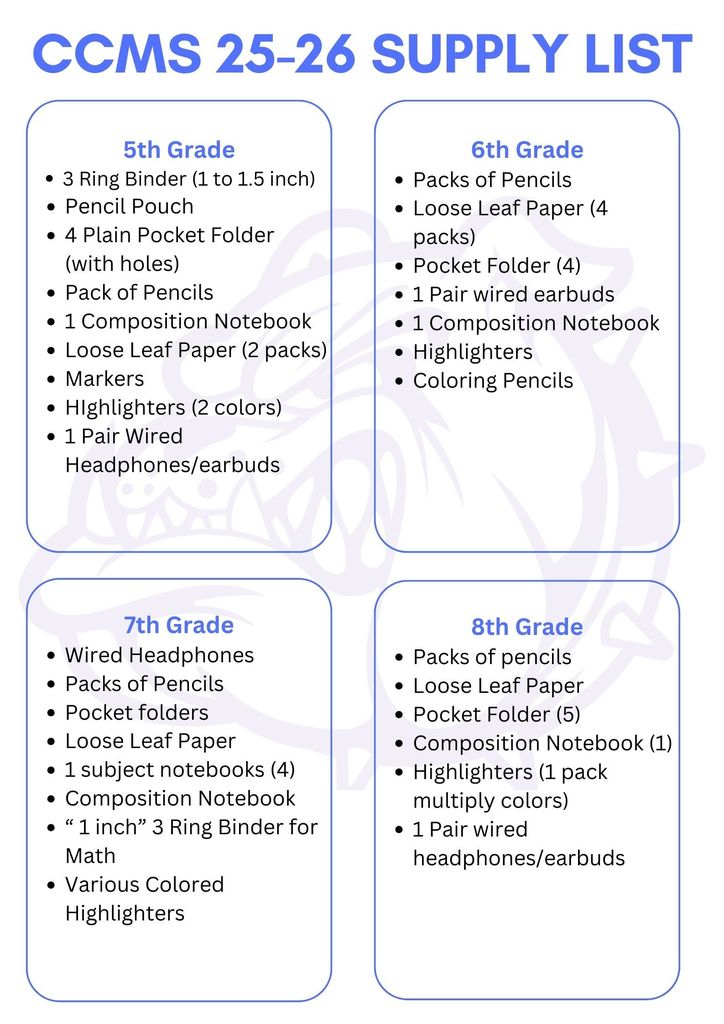 25-26 CCMS Supply List