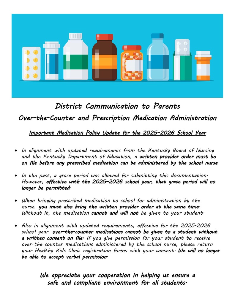 Over the Counter and Prescription Medication Adminstration Policy Changes