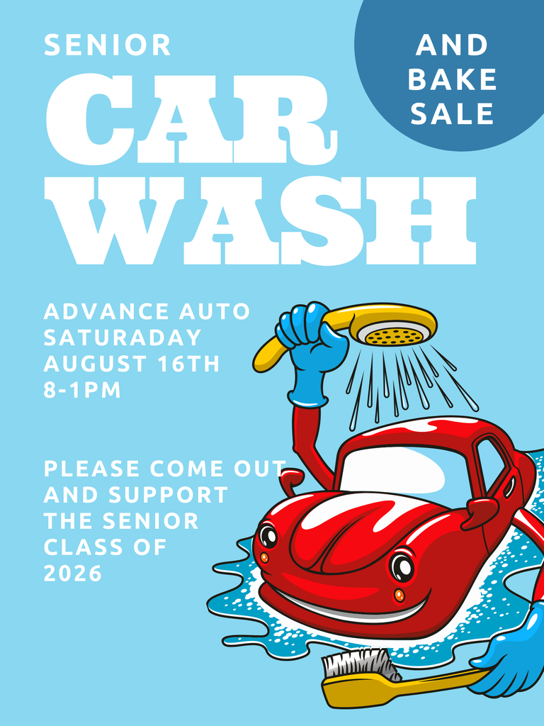 Light Blue Cute Car Cartoon Car Wash Poster