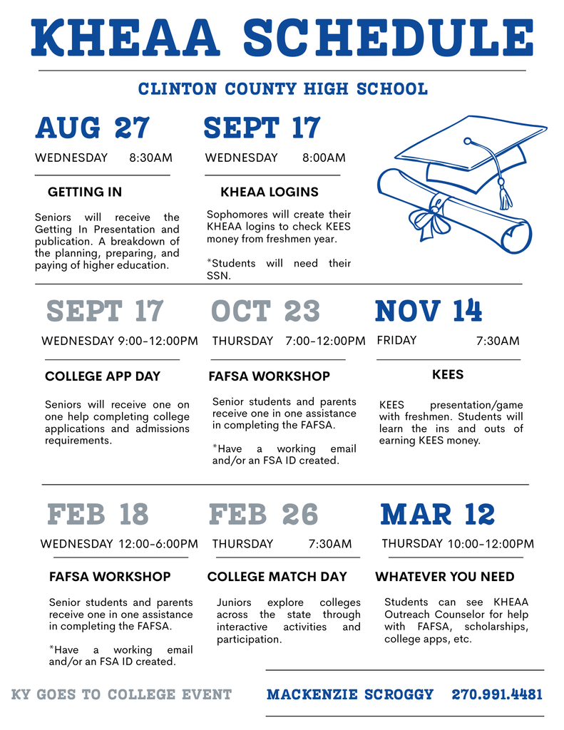 Clinton Co KHEAA Schedule