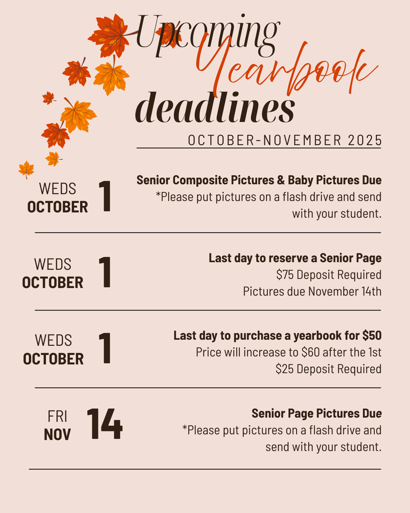 Yearbook Deadlines