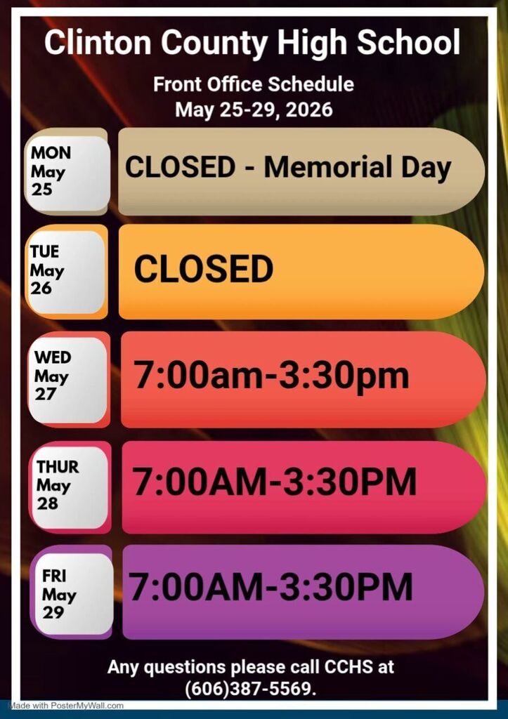 CCHS Front Office Schedule