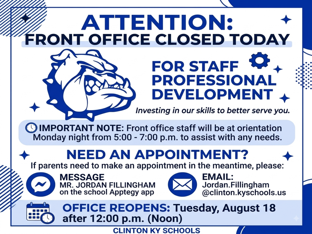 Office Closed 8/14 to 8/18