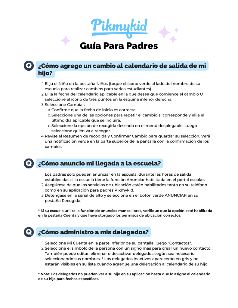 PikMyKid Parent Guide