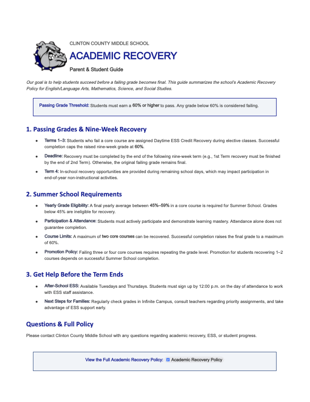 Academic Recovery