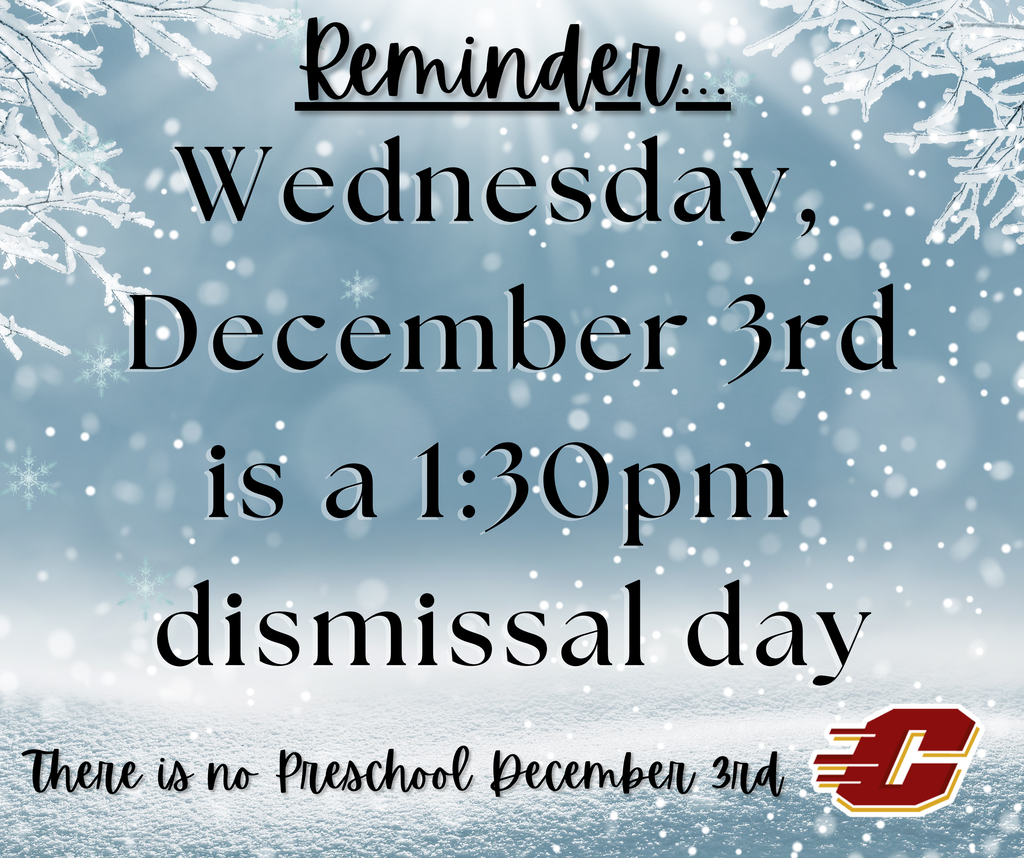 December 3rd is a 1:30pm dismissal day