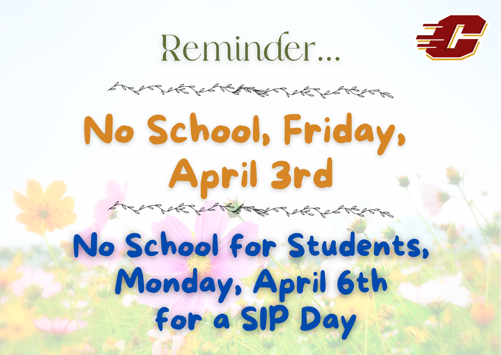 No school reminder.  Background has flowers