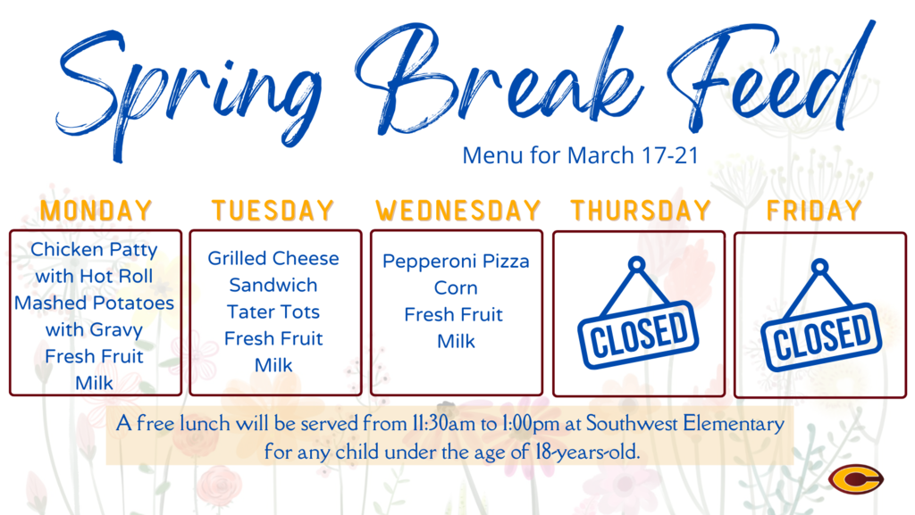Spring Break Feed Menu 