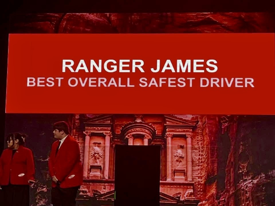 Ranger James receiving his safest driver award